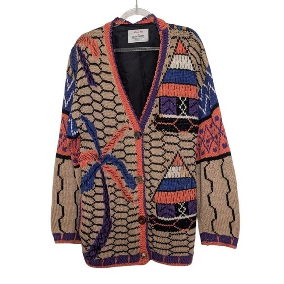 Alfonso Pozo for Globetrotter Hand Knit Cardigan Womens Size XL Tribal Ethnic - Picture 1 of 13